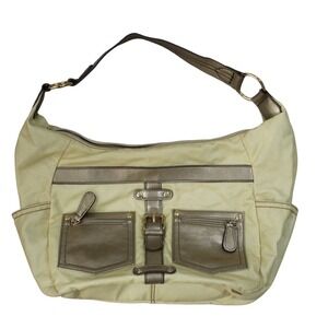 Axcess Liz Claiborne Y2K Cream Shoulder Bag w Front Pockets